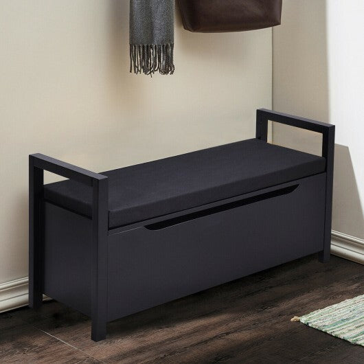 34.5 15.5 19.5 Inch Shoe Storage Bench with Cushion Seat for Entryway-White