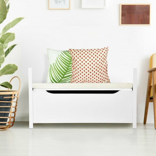 34.5 15.5 19.5 Inch Shoe Storage Bench with Cushion Seat for Entryway-White