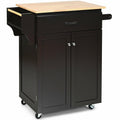 Utility Rolling Storage Cabinet Kitchen Island Cart with Spice Rack-White