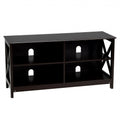 Wooden TV Stand Entertainment for TVs up to 55 Inch with X-Shaped Frame-White