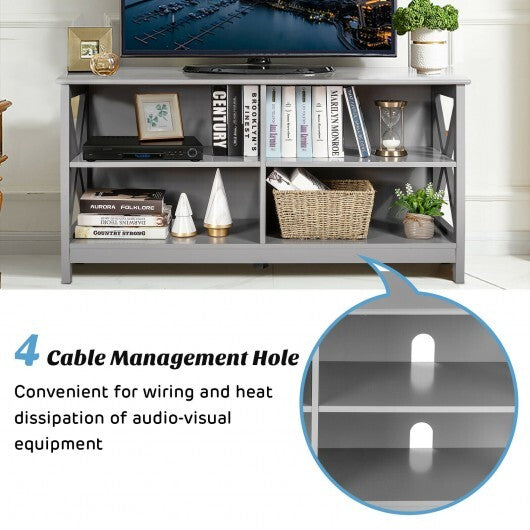Wooden TV Stand Entertainment for TVs up to 55 Inch with X-Shaped Frame-White