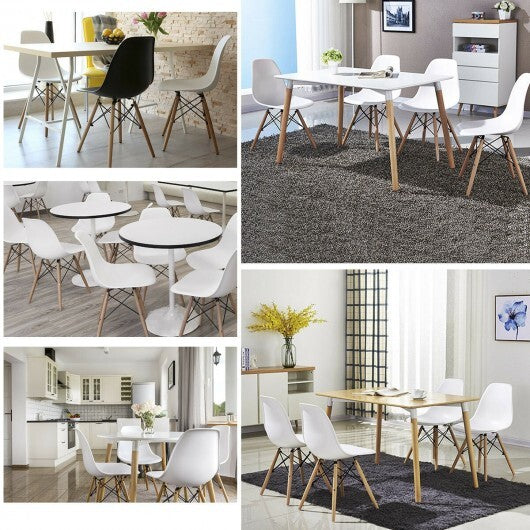 Set of 2 Mid-Century Modern DSW Dining Side Chair-White - Color: White