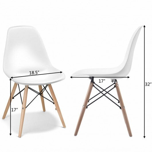 Set of 2 Mid-Century Modern DSW Dining Side Chair-White - Color: White