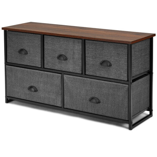 Dresser Storage Tower with 5 Foldable Cloth Storage Cubes-Black