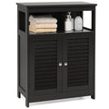 Wood Freestanding Bathroom Storage Cabinet with Double Shutter Door-Black - Color: Black