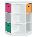 3-Tier Kids Storage Shelf Corner Cabinet with 3 Baskets-Gray