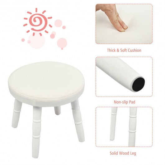 Kids Vanity Makeup Table & Chair Set Make Up Stool-White - Color: White