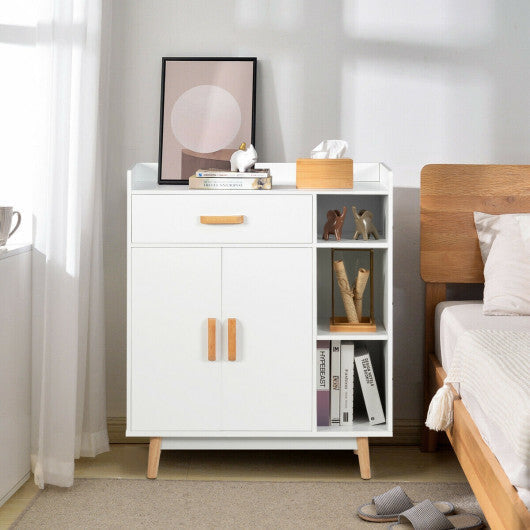 Floor Storage Cabinet Free Standing Cupboard Chest with 1 Drawer-Black