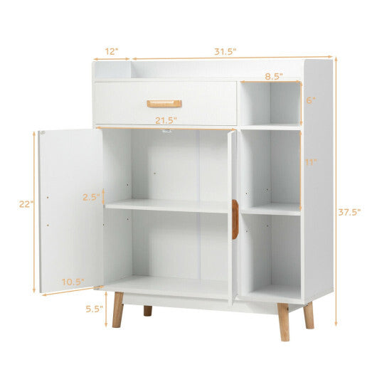 Floor Storage Cabinet Free Standing Cupboard Chest with 1 Drawer-Black