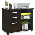 3-Drawer Mobile Lateral File Cabinet Printer Stand-Black
