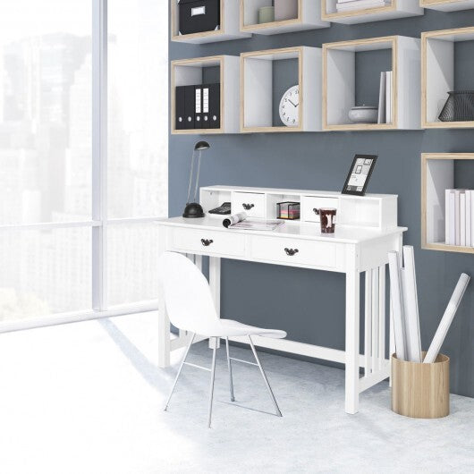 Home Office Writing Desk with 4 Drawer Computer Study Table - Color: White