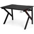 K-Shaped Gaming Desk with Cup Holder Headphone