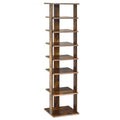 Wooden Shoes Storage Stand 7 Tiers Shoe Rack Organizer Multi-shoe Rack Shoebox-Rustic Brown - Color: Rustic Brown