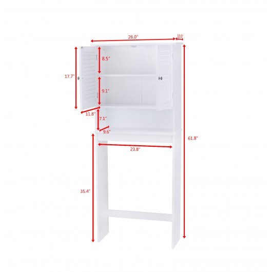 Over The Toilet Storage Cabinet with Double Doors and Adjustable Shelf