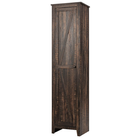 Linen Tower Bathroom Storage Cabinet Tall Slim Side Organizer with Shelf-White