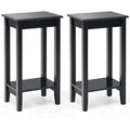 Set of 2 Versatile 2-Tier End Table with Storage Shelf-White