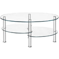Tempered Glass Oval Side Coffee Table-Transparent - Color: Transparent