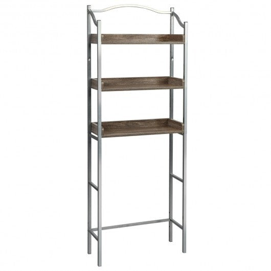 3-Tier Over-The-Toilet Bathroom Spacesaver Storage Rack-Silver - Color: Silver