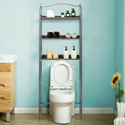 3-Tier Over-The-Toilet Bathroom Spacesaver Storage Rack-Silver - Color: Silver