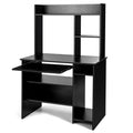 Home Office Computer Desk with Bookcase Keyboard Tray and CPU Stand-White