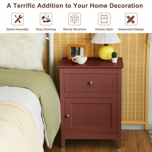 2-Tier Accent Table with Spacious Tabletop-Cherry - Color: Walnut