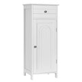 Wooden Storage Free-Standing Floor Cabinet with Drawer and Shelf-White - Color: White