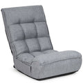 4-Position Adjustable Floor Chair Folding Lazy Sofa-Gray