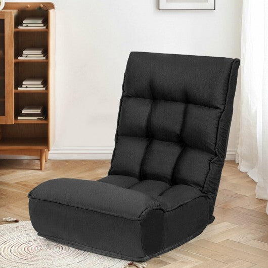 4-Position Adjustable Floor Chair Folding Lazy Sofa-Gray