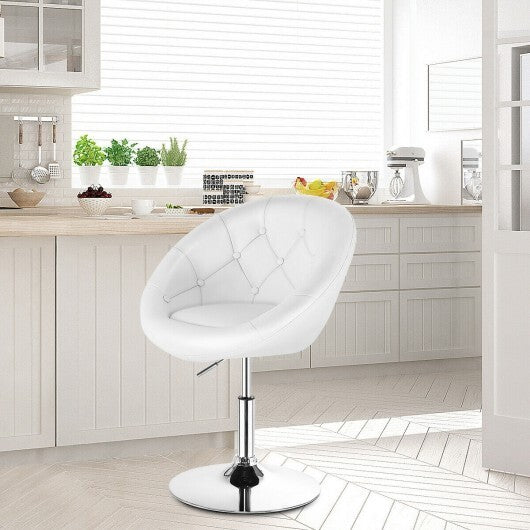 1 Piece Modern Adjustable Swivel Round PU Leather Chair-Black