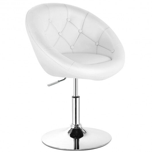 1 Piece Modern Adjustable Swivel Round PU Leather Chair-Black