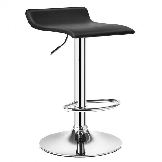 Set of 2 Adjustable PU Leather Backless Bar Stools-Black