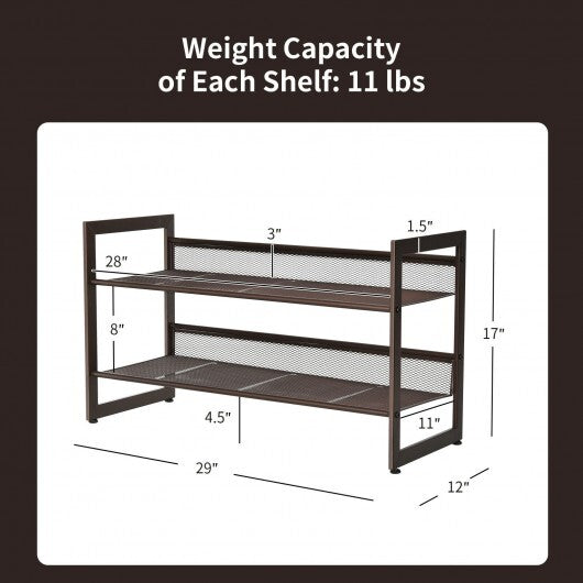2/3/4 Tiers Flat and Slant Metal Shoe Rack for Entryway Hallway-4-Tier