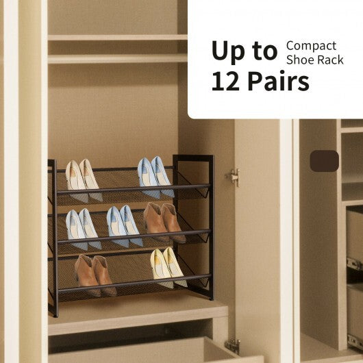 2/3/4 Tiers Flat and Slant Metal Shoe Rack for Entryway Hallway-4-Tier
