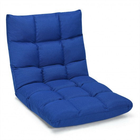 14-Position Adjustable Folding Lazy Gaming Sofa-Blue - Color: Blue