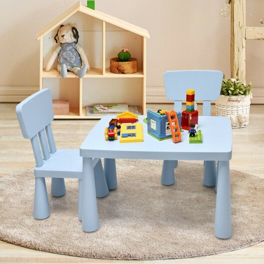 3 Pieces Toddler Multi Activity Play Dining Study Kids Table and Chair Set-Blue - Color: Blue