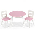 Wood Activity Kids Table and Chair Set with Center Mesh Storage for Snack Time and Homework-Pink - Color: Pink