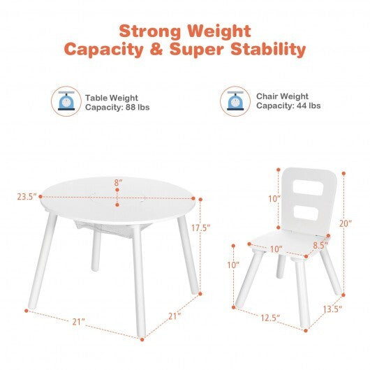 Wood Activity Kids Table and Chair Set with Center Mesh Storage for Snack Time and Homework-Pink