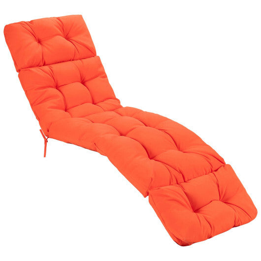 Outdoor Lounge Chaise Cushion with String Ties for Garden Poolside-Orange - Color: Orange