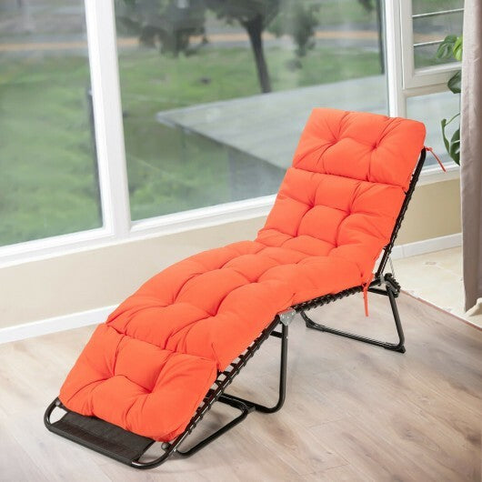 Outdoor Lounge Chaise Cushion with String Ties for Garden Poolside-Orange - Color: Orange