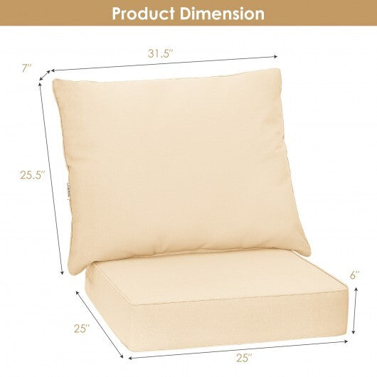 Deep Seat Chair Cushion Pads Set with Rope Belts for Indoor and Outdoor-Beige - Color: Beige