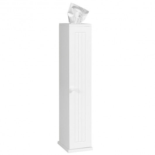 Free Standing Toilet Paper Holder with 4 Shelves and Top Slot for Bathroom-White - Color: White