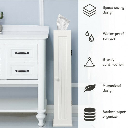Free Standing Toilet Paper Holder with 4 Shelves and Top Slot for Bathroom-White - Color: White