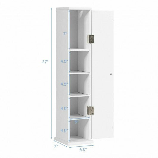 Free Standing Toilet Paper Holder with 4 Shelves and Top Slot for Bathroom-White - Color: White