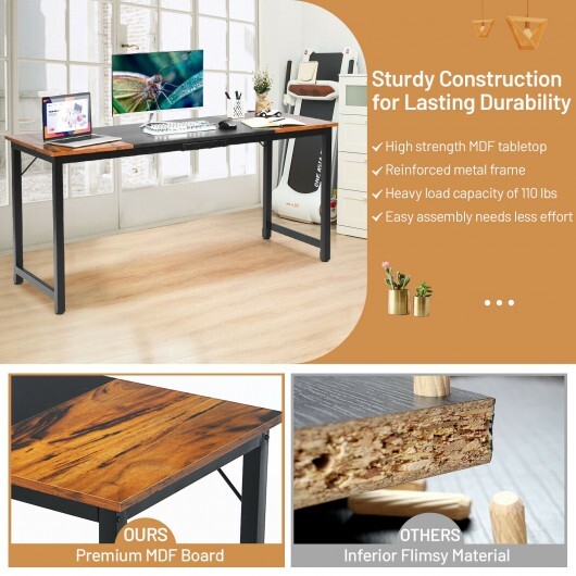 63 Inch Modern Splice Computer Desk with Heavy Duty Steel Frame