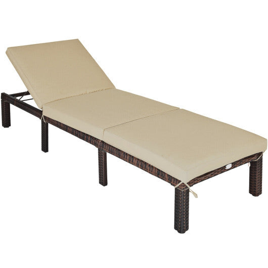 Outdoor Rattan Adjustable Cushioned Chaise-Red