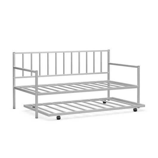 Twin Size Daybed and Trundle Frame Set Trundle Bedframe-Black