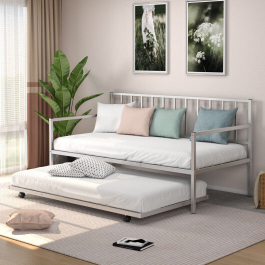 Twin Size Daybed and Trundle Frame Set Trundle Bedframe-Black