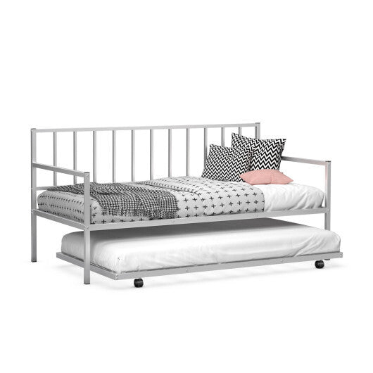 Twin Size Daybed and Trundle Frame Set Trundle Bedframe-Black