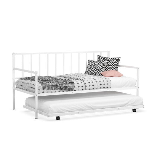 Twin Size Daybed and Trundle Frame Set Trundle Bedframe-Black