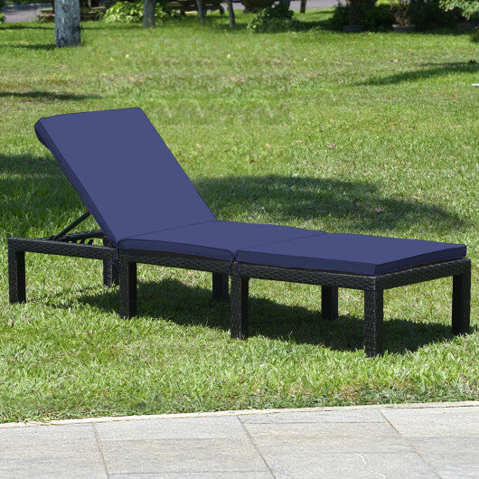 Patio Rattan Cushioned Height Adjustable Lounge Chair-Red & Off White